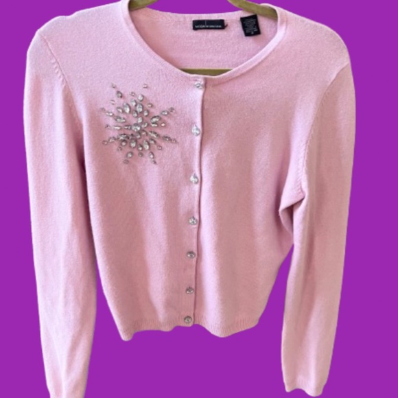 VICTORIA'S SECRET cardigan sweater M SILK & CASHMERE & NYLON TRENDING 2025 - Picture 4 of 4